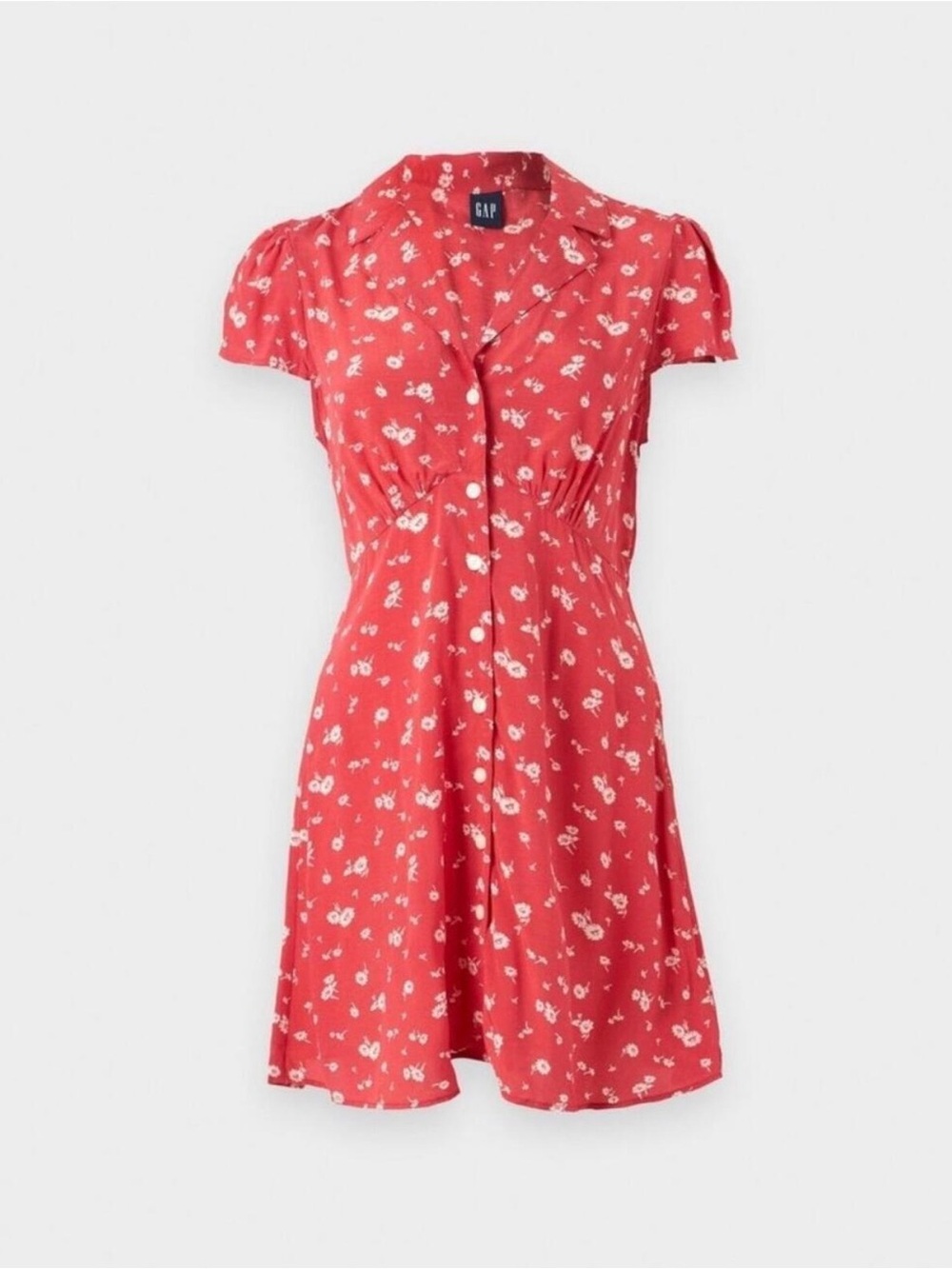 GAP Red Floral Button Front Mini Summer Dress